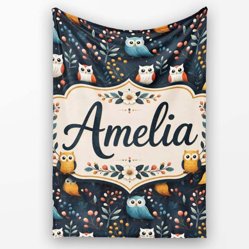 Soft fleece blanket cute owl - blanket,