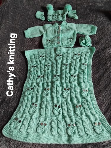 Owl pram set mint green - owl,