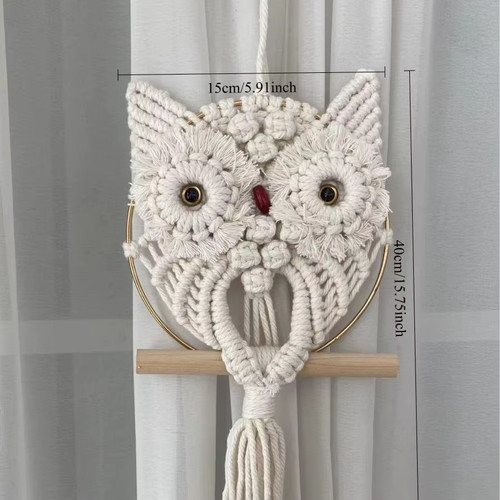 Handwoven cotton owl wall - owl,