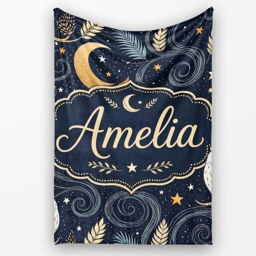 Soft fleece blanket owl moon - blanket,
