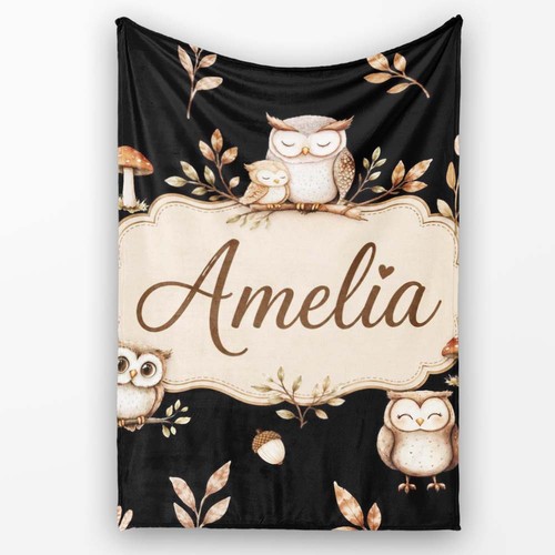 Soft fleece blanket cute owls - blanket,